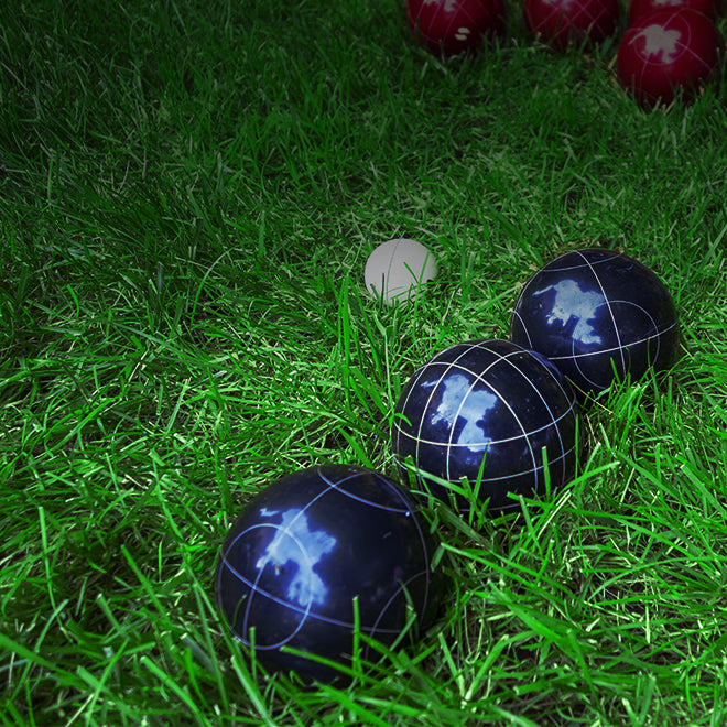  Bocce balls in the grass