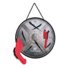 Front view of E-Jet Games Axe Throwing Challenge with included plastics axes being thrown toward the target