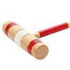 Close up of croquet mallet head