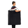 Man Carrying the E-Jet Games Junior Arcade Basketball Indoor Hoop Set Over His Shoulder using the included storage bag